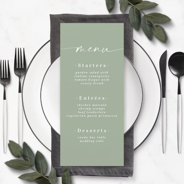 Simple Solid Color Light Leaf Green Wedding Menu (Creator Uploaded)