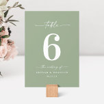 Simple Solid Color Light Leaf Green Wedding Table Number<br><div class="desc">Simple Solid Color Light Leaf Green Wedding Reception Dinner Table Numbers. This modern chic Table Card is simple classic and elegant with a plain solid background color and a pretty signature script calligraphy font with tails. Shown in the new Colorway. Available in several color options, or feel free to edit...</div>