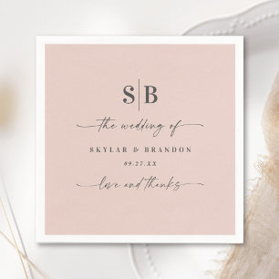 Simple Solid Color Light Pink Wedding Monogram Napkins