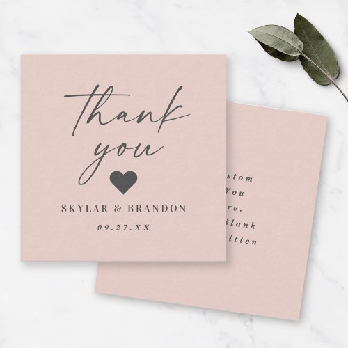 Simple Solid Color Light Pink Wedding Thank You Note Card