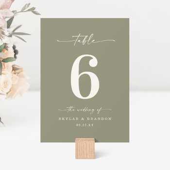 Simple Solid Color Medium Lily Green Wedding Table Number by GraphicBrat at Zazzle