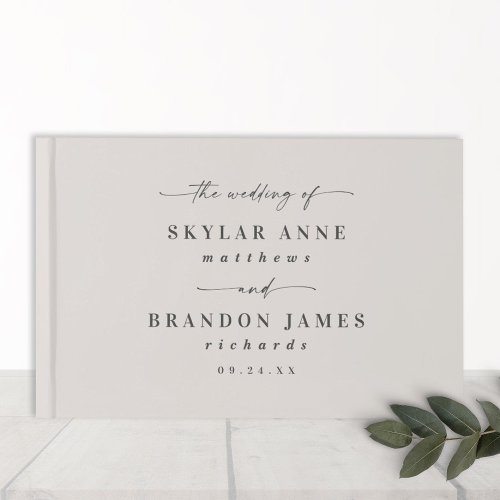 Simple Solid Color Off_White Gardenia Wedding Guest Book
