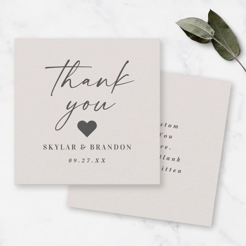 Simple Solid Color Off_White Wedding Thank You Note Card