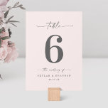 Simple Solid Color Pale Powder Pink Wedding Table Number<br><div class="desc">Simple Solid Color Pale Powder Pink Wedding Wedding Reception Dinner Table Numbers. This modern chic Table Card is simple classic and elegant with a plain solid background color and a pretty signature script calligraphy font with tails. Shown in the new Colorway. Available in several color options, or feel free to...</div>