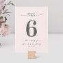 Simple Solid Color Pale Powder Pink Wedding Table Number