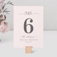 Simple Solid Color Pale Powder Pink Wedding Table Number at Zazzle
