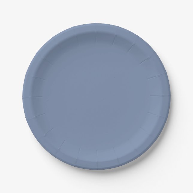 Simple solid color plain slate blue paper plates (Front)