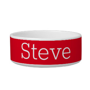 Simple Solid Color Red Custom Name Pet Bowl