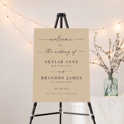 Simple Solid Color Yellow Gold Wedding Welcome Foam Board
