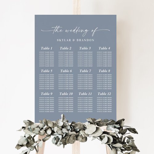 Simple Solid Dusty Blue Guest Seating Chart Sign