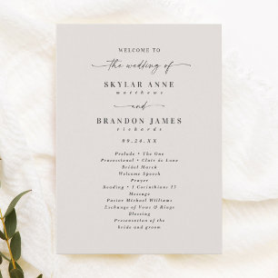 Simple Solid Ecru Ivory Wedding Ceremony Program