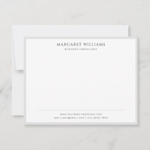 Simple Solid Grey Border Business Professional Note Card