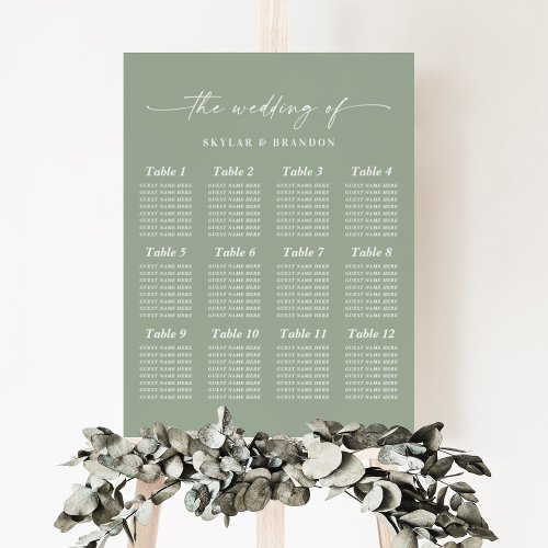 Simple Solid Leaf Green Guest Seating Chart Sign
