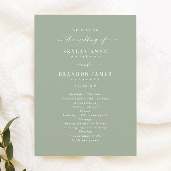 Simple Solid Leaf Green Wedding Ceremony Program by GraphicBrat at Zazzle