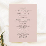Simple Solid Light Pink Wedding Ceremony Program<br><div class="desc">Simple Solid Light Pink Wedding Ceremony Program. This modern minimal Order of Services Card is simple classic and elegant with a plain solid background color and a pretty signature script calligraphy font with tails. Shown in the new Colorway. Available in several color options, or feel free to edit the colors...</div>