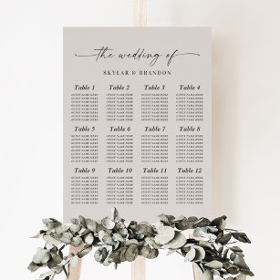 Simple Solid Off White Guest Seating Chart Sign