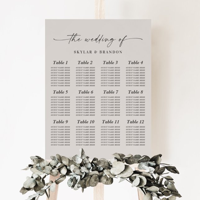 Simple Solid Off White Guest Seating Chart Sign (Creator Uploaded)