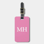Simple Solid Pink Initials Monogram Custom Girls Luggage Tag at Zazzle