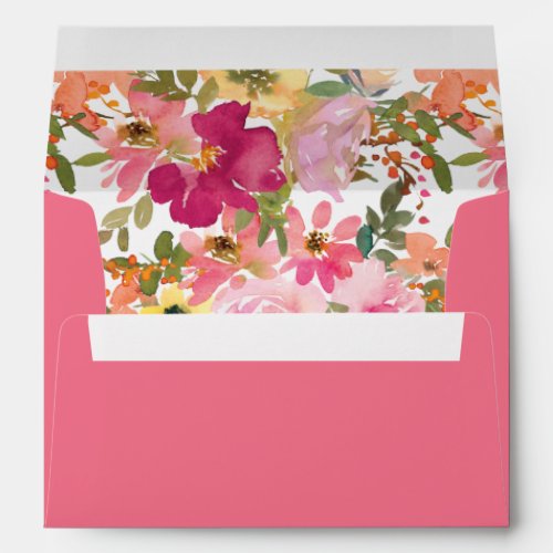 Simple Solid Pink Watercolor Floral Bat Mitzvah Envelope