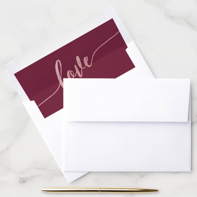 Simple Solid Plain Burgundy Romantic Love Envelope Liner (Desk)