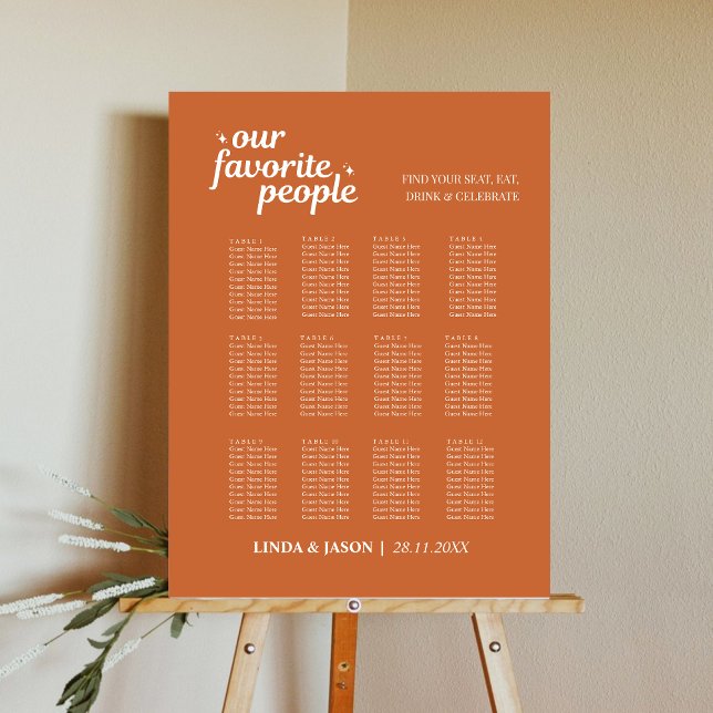 Simple Solid Terracotta Guest Seating Chart Sign (Creator Uploaded)
