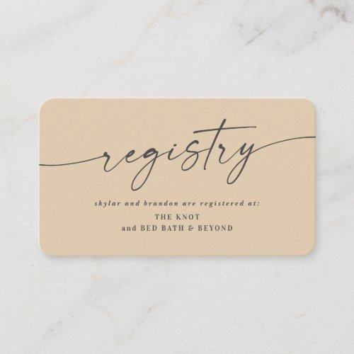 Simple Solid Yellow Color Wedding Registry Enclosure Card