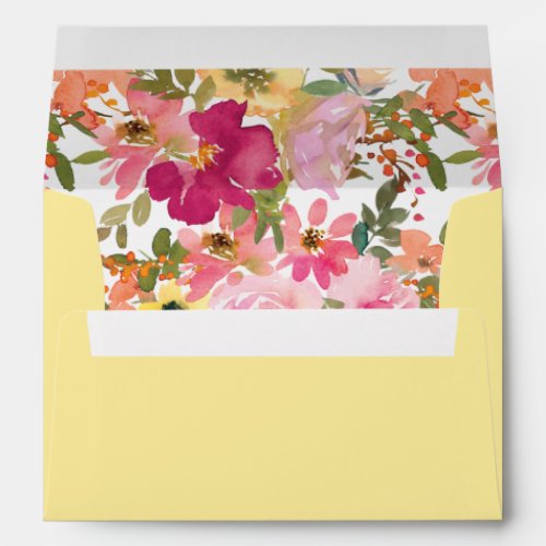 Simple Solid Yellow Watercolor Floral Bat Mitzvah Envelope