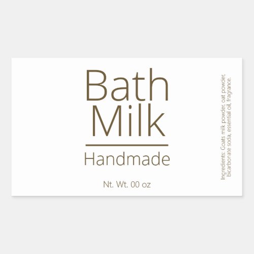 Simple Sophisticated Bath Milk Business Hobby Rectangular Sticker