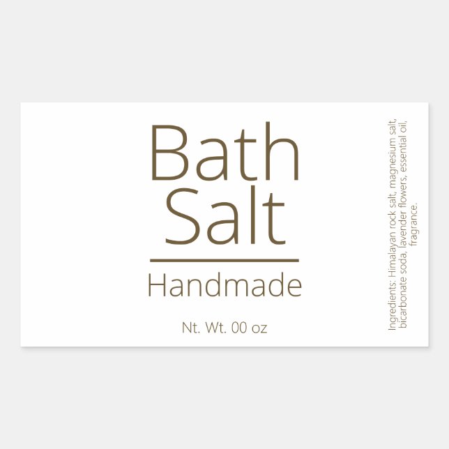 Simple Sophisticated Bath Salt Business Hobby Rectangular Sticker (Front)