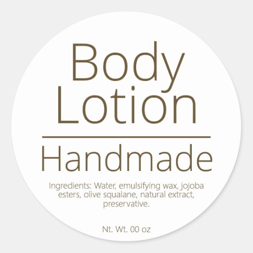 Simple Sophisticated Body Lotion Business Hobby Classic Round Sticker