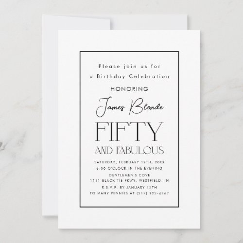 Simple Sophisticated Unisex 50th Birthday Invitation