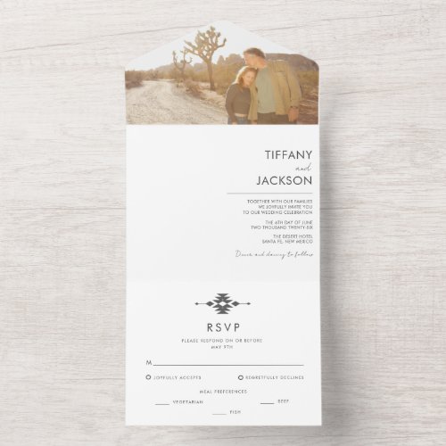 Simple Southwestern Desert Photo Wedding All In One Invitation