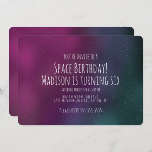 Simple Space Galaxy Birthday Hand Drawn Invitation