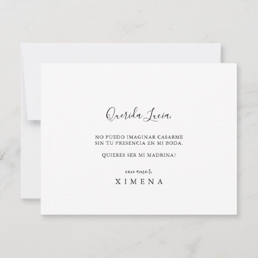 Simple Spanish Bridesmaid Proposal Note Card | Zazzle