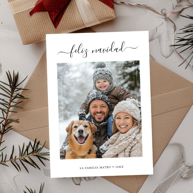 Simple Spanish Christmas Feliz Navidad Photo Holiday Card (Creator Uploaded)