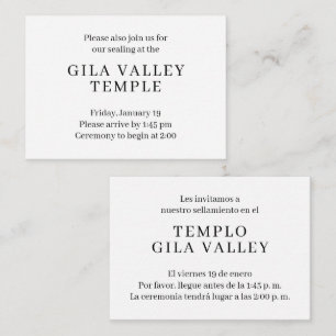 Simple Spanish-English Temple Sealing Invitation