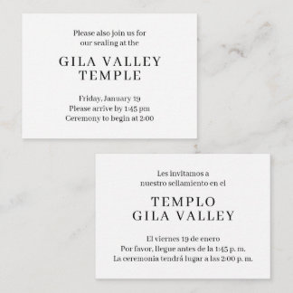Simple Spanish-English Temple Sealing Invitation