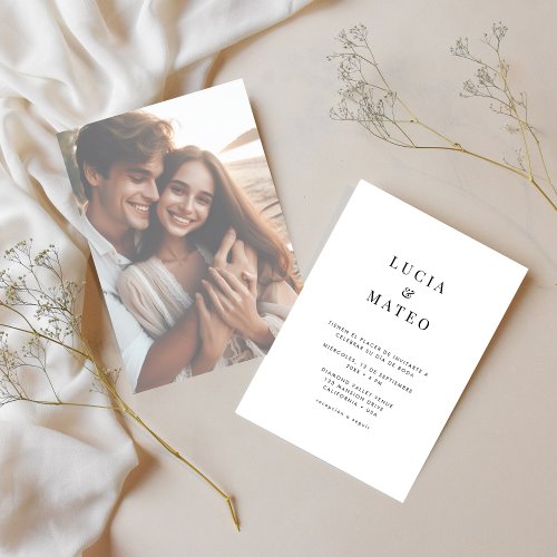 Simple Spanish Wedding Faded Photo Invitation