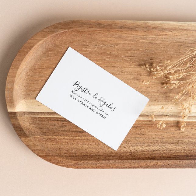 Simple Spanish Wedding Gift Registry Enclosure Card (Creator Uploaded)