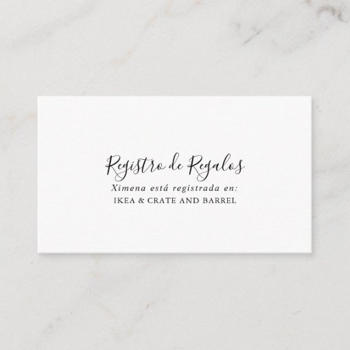 Simple Spanish Wedding Gift Registry Enclosure Card Zazzle