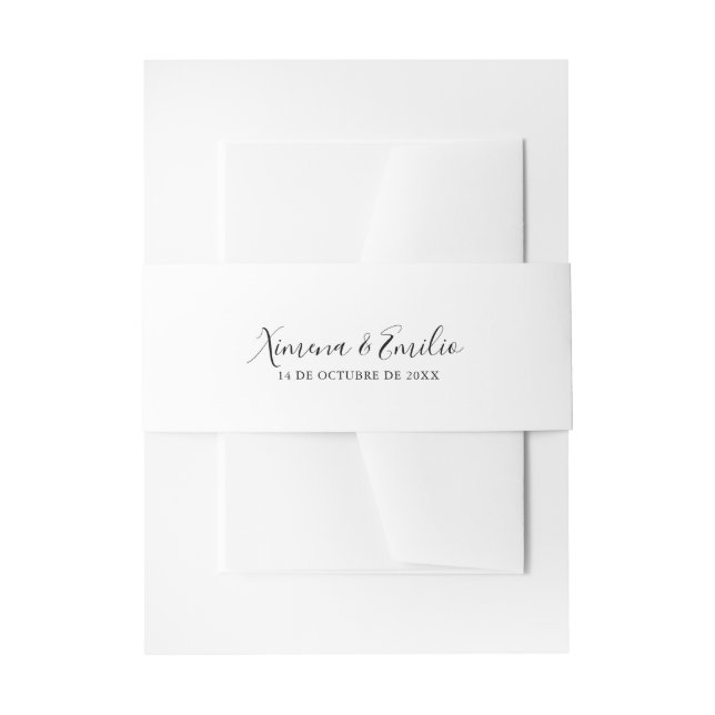 Simple Spanish Wedding Invitation Belly Band (Front Example)