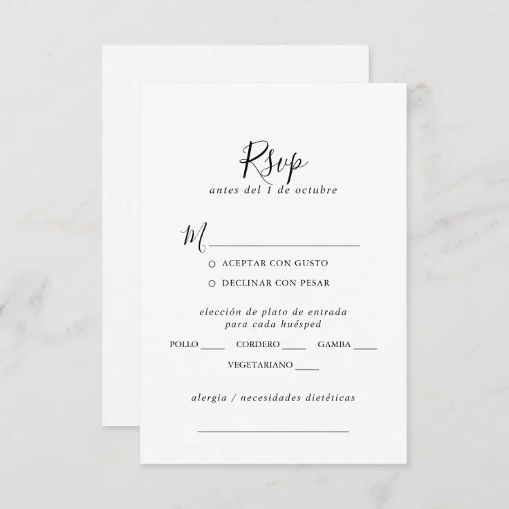 spanish wedding invitations rsvp