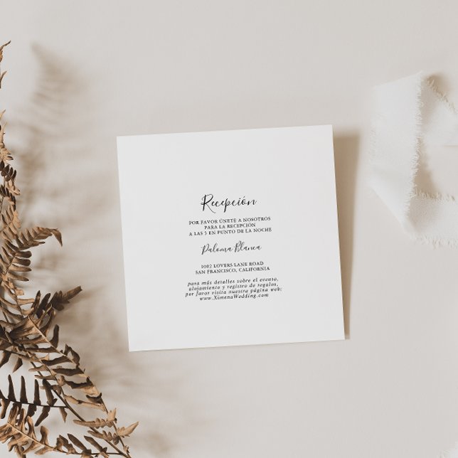 Simple Spanish Wedding Reception Enclosure Card (Creator Uploaded)