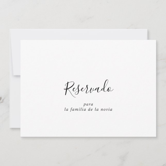 Simple Spanish Wedding Reserved Sign (Front)