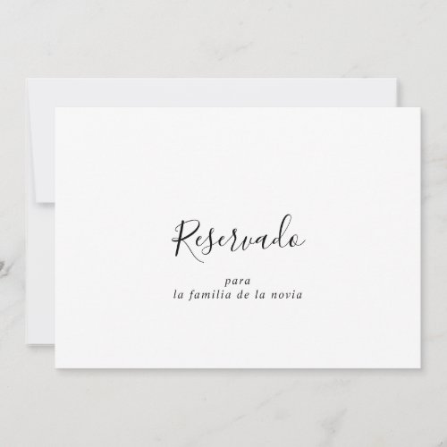 Simple Spanish Wedding Reserved Sign