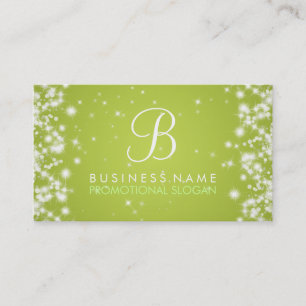 Simple Sparkle Monogram Lime Green Business Card