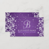 Simple Sparkle Monogram Purple Business Card (Front/Back)