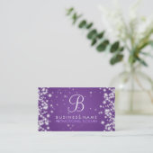 Simple Sparkle Monogram Purple Business Card (Standing Front)