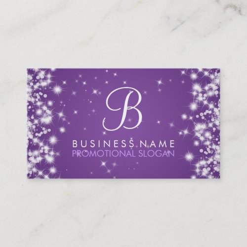 Simple Sparkle Monogram Purple Business Cards