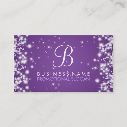 Customizable Simple Sparkle Monogram Purple Business Cards